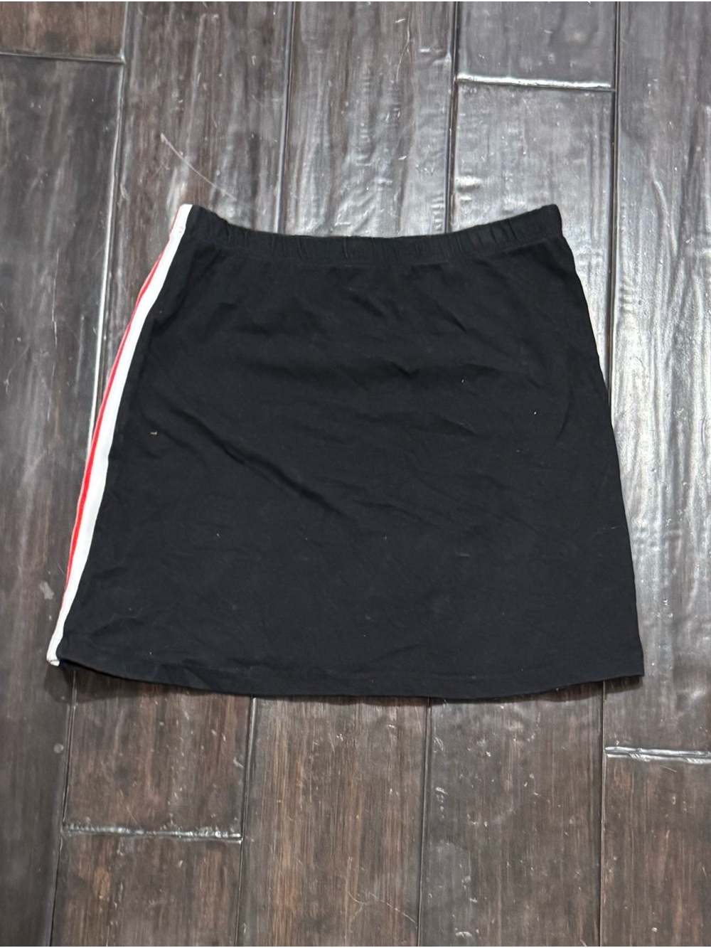 Brandy Melville Black Mini Skirt with Red and White Side Stripe